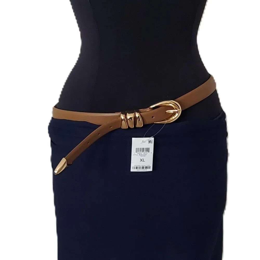 NWT ON 34th Faux-Suede Sculpture Buckle Belt Sz XL 46
